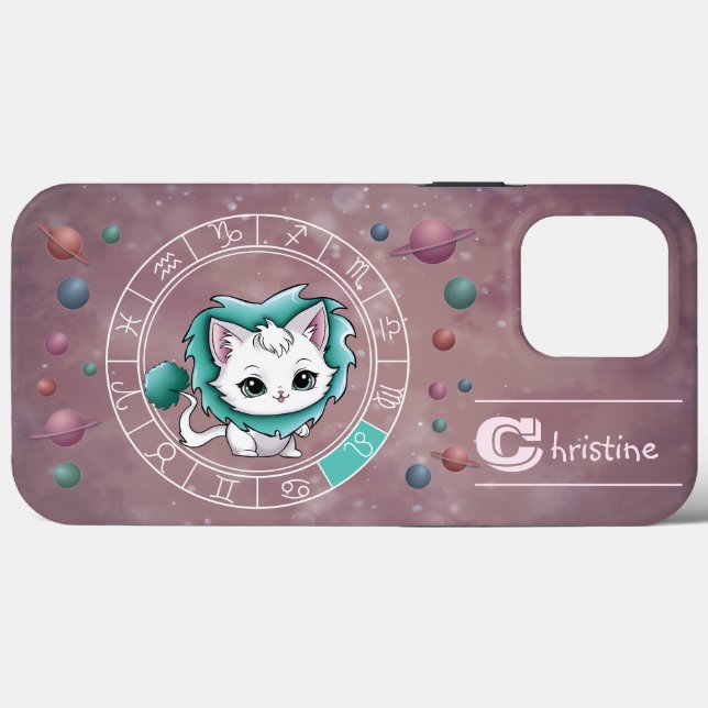 Zodiac Leo Cute Cat Wheel Planet Astrology (Baksida (horisontell))