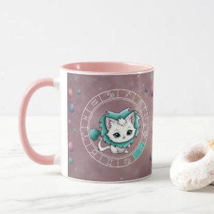 Zodiac Leo Cute Cat Wheel Planet Astrology Mugg