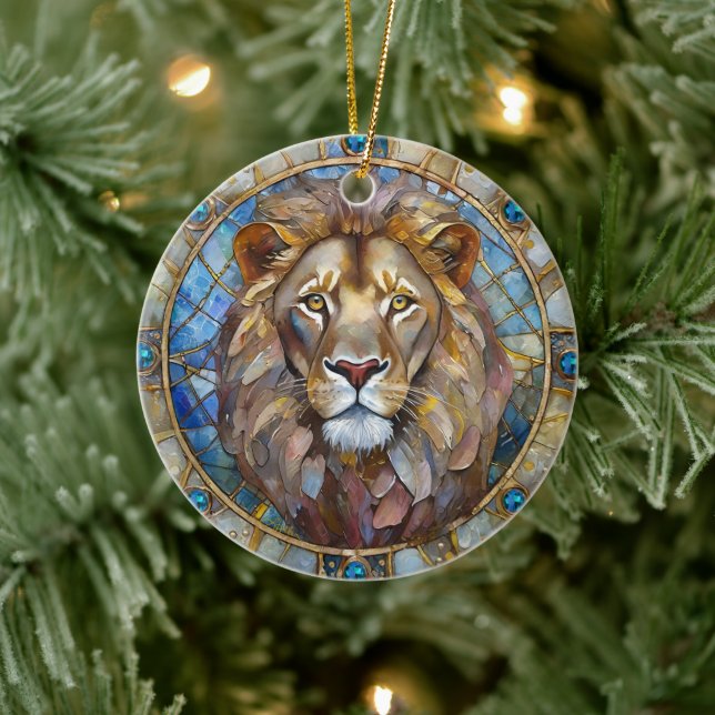 Zodiac - Leo, Lejon Julgransprydnad Keramik (Träd)