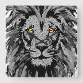 Zodiac Leo - Lejona Porträtt Teckning - Lejon kloc Fyrkantig Klocka