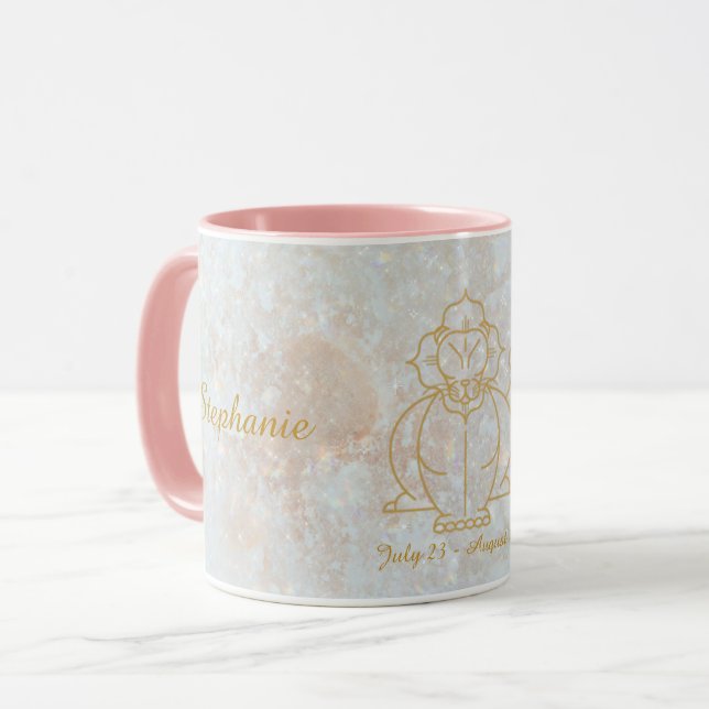 Zodiac Leo Stjärntecken Celestial Monogram Glitter Mugg (Framsida vänster)