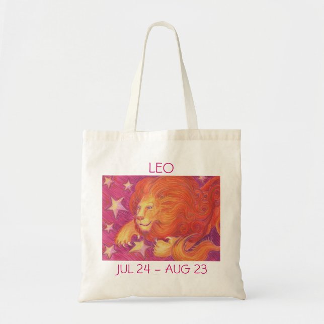 Zodiac Leo tote bag text Tygkasse (Framsidan)