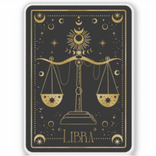 Zodiac Libra Astrological Black & White Sticker Klistermärken