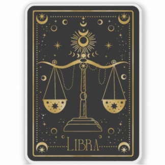 Zodiac Libra Astrological Black & White Sticker Klistermärken