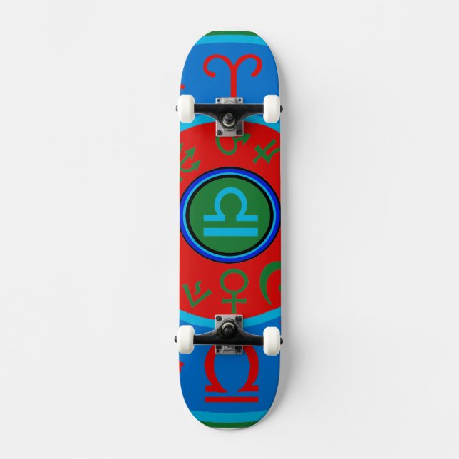 Zodiac Libra Birth Sign Astrological Skateboard Bräda 20 Cm (Framsida)