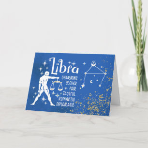 Zodiac Libra Birthday med signaturkontroll Kort