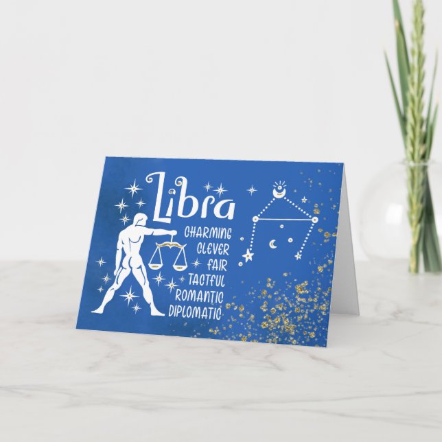 Zodiac Libra Birthday med signaturkontroll Kort (Framsida)