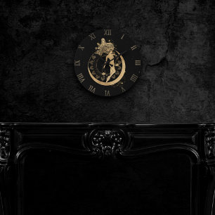 Zodiac Libra Cosmic Guld och Black Astrology Lar Rund Klocka