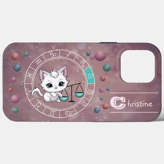 Zodiac Libra Cute Cat Wheel Planet Astrology (Baksida (horisontell))