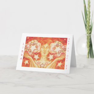 Zodiac Libra "Grattis på födelsedagen"-kort, vitt Kort