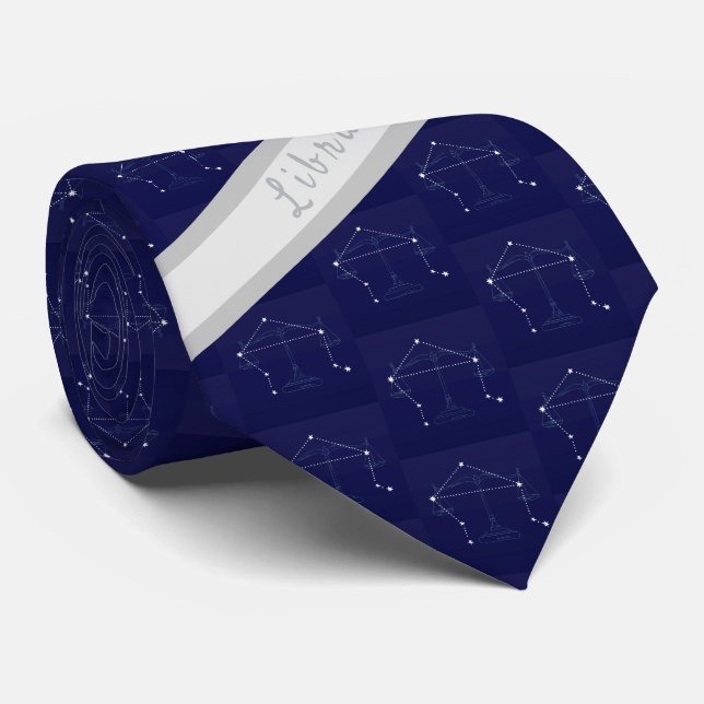 Zodiac Libra Monogram Blue Grått Scales Slips (Rullad)