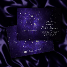 Zodiac Lila Aquarius | Astrology Horoscope Inbjudningar