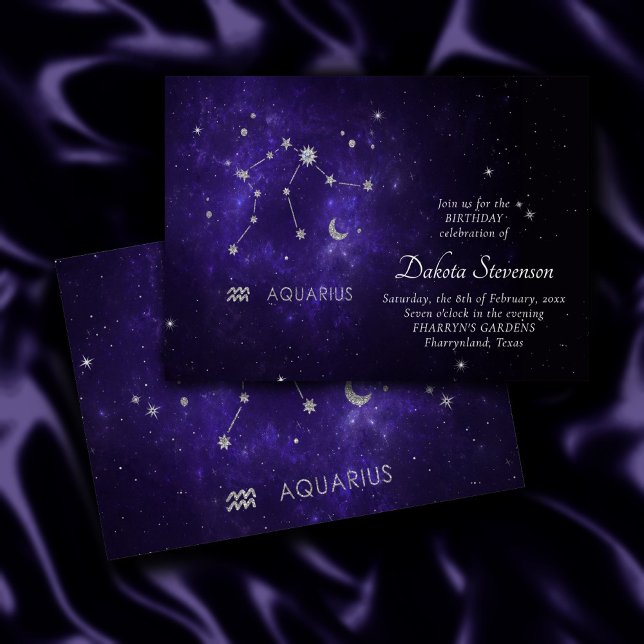 Zodiac Lila Aquarius | Astrology Horoscope Inbjudningar (Skapare uppladdad)