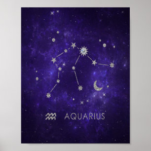 Zodiac Lila Aquarius Astrology Horoscope Poster