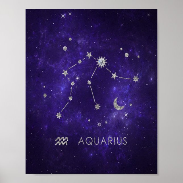 Zodiac Lila Aquarius | Astrology Horoscope Poster (Framsidan)