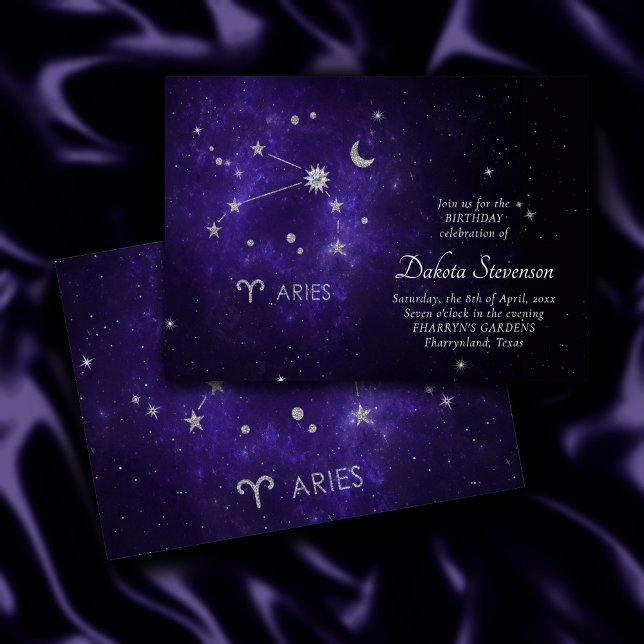 Zodiac Lila Aries | Kosmiskt astrologi Horoscope Inbjudningar (Skapare uppladdad)