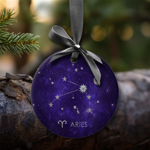 Zodiac Lila Aries Kosmiskt astrologi Horoscope Julgransprydnad Keramik