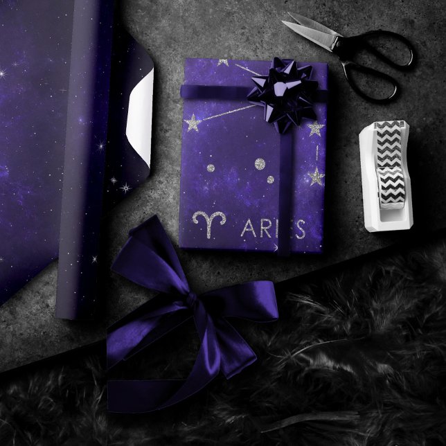 Zodiac Lila Aries | Kosmiskt astrologi Horoscope Presentpapper (Skapare uppladdad)