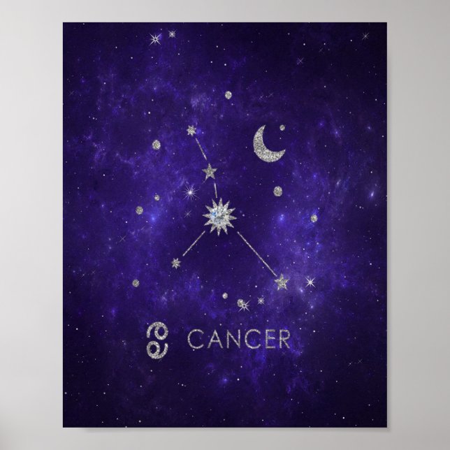 Zodiac Lila Cancer | Kosmiskt astrologi Horoscope Poster (Framsidan)