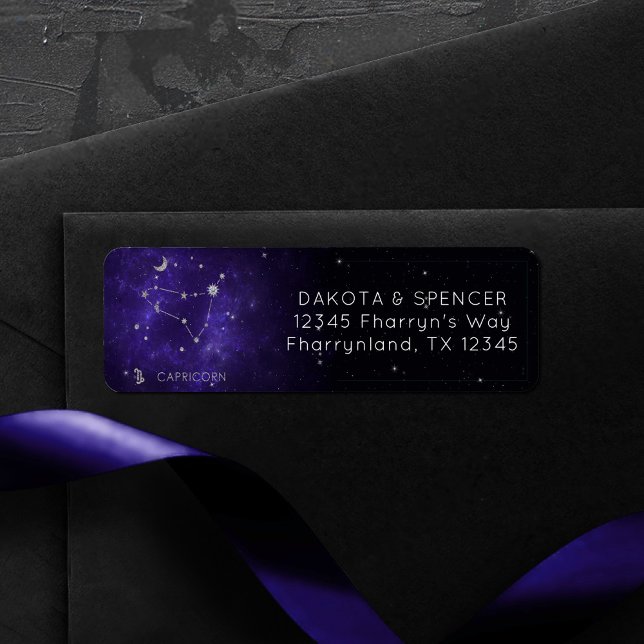 Zodiac Lila Capricorn | Astrology Horoscope Returadress Etikett (Skapare uppladdad)