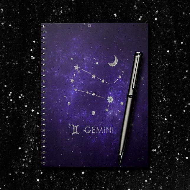 Zodiac Lila Gemini | Kosmiskt astrologi Horoscope Anteckningsbok (Skapare uppladdad)