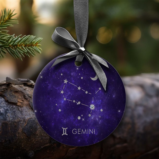 Zodiac Lila Gemini | Kosmiskt astrologi Horoscope Julgransprydnad Keramik (Skapare uppladdad)