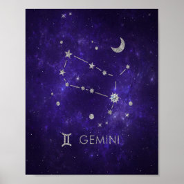 Zodiac Lila Gemini | Kosmiskt astrologi Horoscope Poster