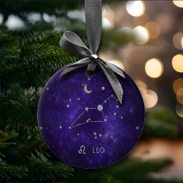 Zodiac Lila Leo | Kosmiskt astrologi Horoscope Julgransprydnad Keramik