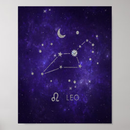 Zodiac Lila Leo | Kosmiskt astrologi Horoscope Poster
