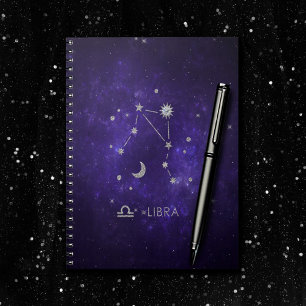 Zodiac Lila Libra Kosmiskt astrologi Horoscope Anteckningsbok