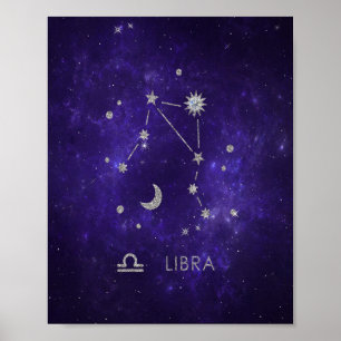 Zodiac Lila Libra Kosmiskt astrologi Horoscope Poster