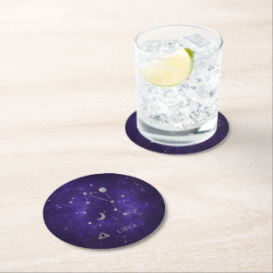 Zodiac Lila Libra Kosmiskt astrologi Horoscope Underlägg Papper Rund