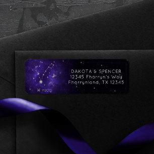 Zodiac Lila Pisces Kosmiskt astrologi Horoscope Returadress Etikett