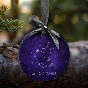 Zodiac Lila Sagittarius   Astrology Horoscope Julgransprydnad Keramik