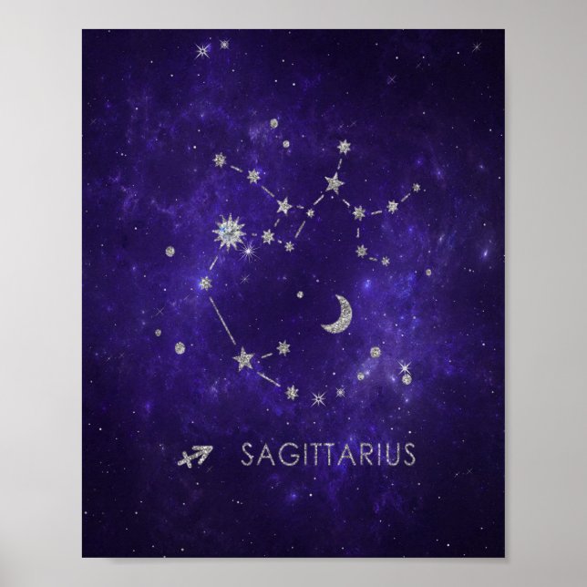 Zodiac Lila Sagittarius | Astrology Horoscope Poster (Framsidan)