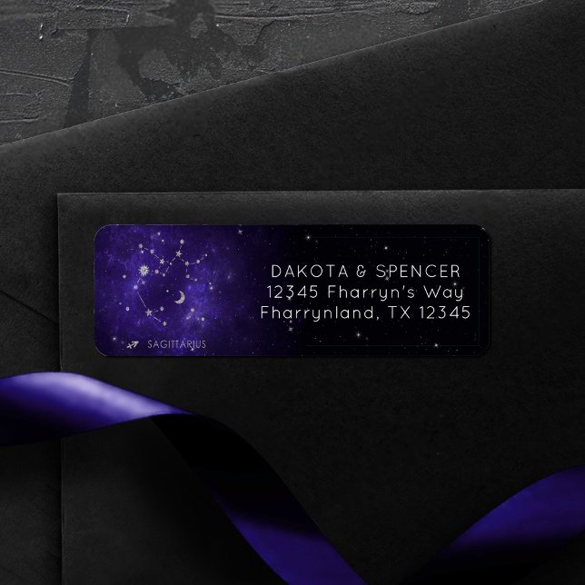 Zodiac Lila Sagittarius | Astrology Horoscope Returadress Etikett (Skapare uppladdad)
