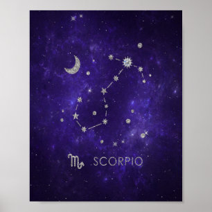 Zodiac Lila Scorpio   Kosmiskt astrologi Horoscope Poster