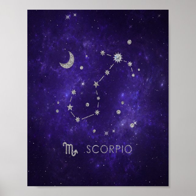 Zodiac Lila Scorpio | Kosmiskt astrologi Horoscope Poster (Framsidan)