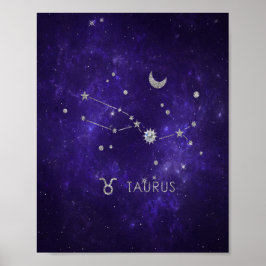 Zodiac Lila Taurus | Kosmiskt astrologi Horoscope Poster