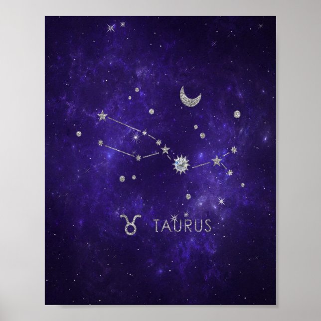Zodiac Lila Taurus | Kosmiskt astrologi Horoscope Poster (Framsidan)