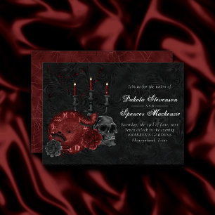 Zodiac Magi Crimson Henna Röd Gothic Skalle Ros Inbjudningar
