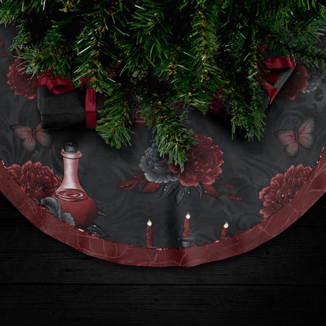 Zodiac Magic Crimson | Henna Red Gothic Skull Ro Julgransmatta Borstad Polyester (Skapare uppladdad)