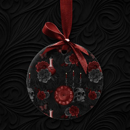 Zodiac Magic Crimson | Henna Red Gothic Skull Ro Julgransprydnad Keramik