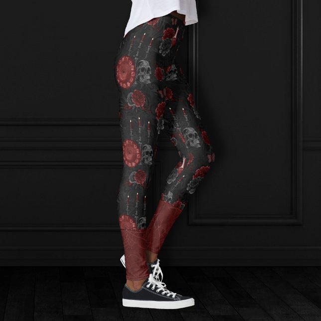 Zodiac Magic Crimson | Henna Red Gothic Skull Ro Leggings (Skapare uppladdad)