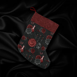Zodiac Magic Crimson Henna Red Gothic Skull Ro Liten Julstrumpa