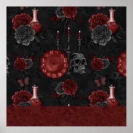 Zodiac Magic | Henna Red Gothic Skull Ro Potion Poster
