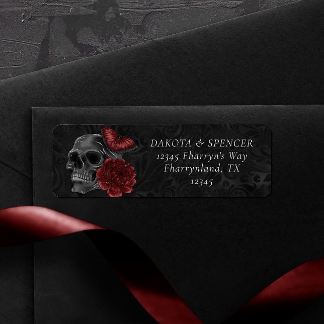 Zodiac Magic | Henna Red Gothic Skull Ro Potion Returadress Etikett (Skapare uppladdad)