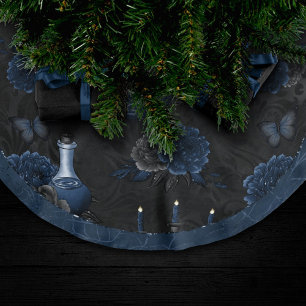 Zodiac Magic Mörk Blått Gothic Skull Ro Julgransmatta Borstad Polyester