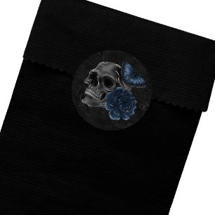 Zodiac Magic Mörk Blått Gothic Skull Ro Runt Klistermärke