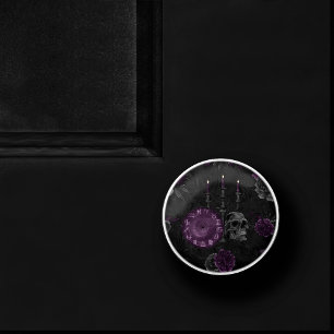 Zodiac Magic Mörk Lila Plum Gothic Skull Ro Knopp